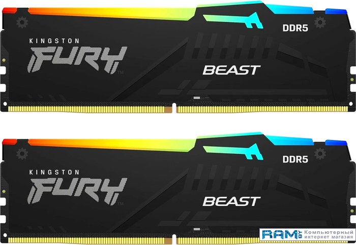 Kingston FURY Beast RGB 2x32 DDR5 6000 KF560C40BBAK2-64 kingston fury beast rgb 16 ddr5 6000 kf560c40bba 16