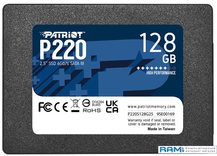 SSD Patriot P220 128GB P220S128G25 ssd накопитель patriot memory 2 5 p220 128 гб sata iii p220s128g25