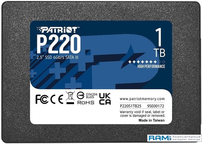 SSD Patriot P220 1TB P220S1TB25 ssd накопитель patriot memory 2 5 p220 1024 гб sata iii p220s1tb25