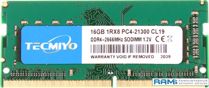 Tecmiyo 16 DDR4 SODIMM 2666  16G1RPC4-21300S-G0 foxline sodimm 32gb 2666 ddr4 cl19 2gb 8