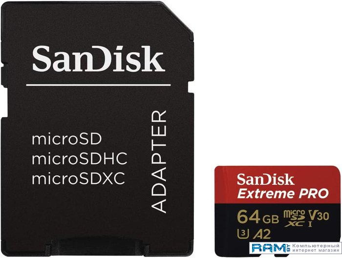 SanDisk Extreme PRO microSDXC SDSQXCU-064G-GN6MA 64GB sandisk extreme pro sdsqxcz 256g gn6ma microsdxc 256gb