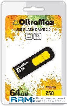 USB Flash Oltramax 250 64GB  OM-64GB-250-Yellow usb flash oltramax 240 64gb om 64gb 240 red