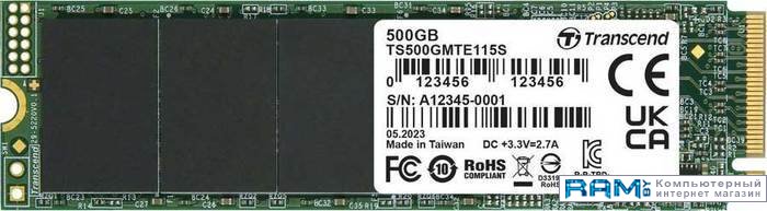 SSD Transcend 115S 500GB TS500GMTE115S накопитель ssd transcend pci e 3 0 x4 500gb ts500gmte115s 115s m 2 2280 0 2 dwpd