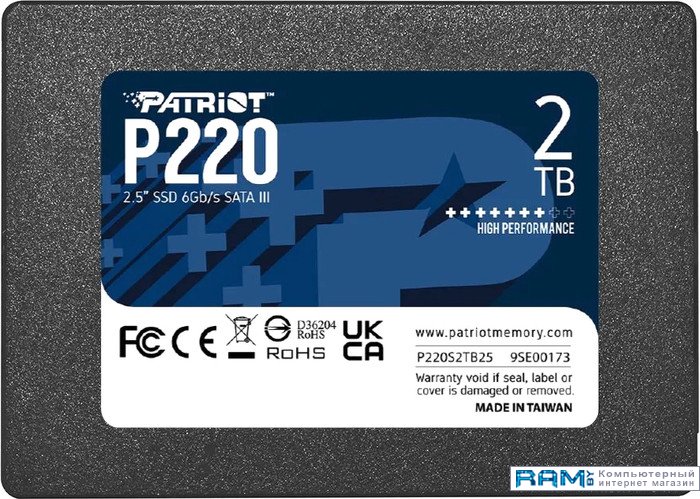 SSD Patriot P220 2TB P220S2TB25 накопитель patriot ssd sata iii 512gb p220s1tb25 p220 2 5 p220s512g25