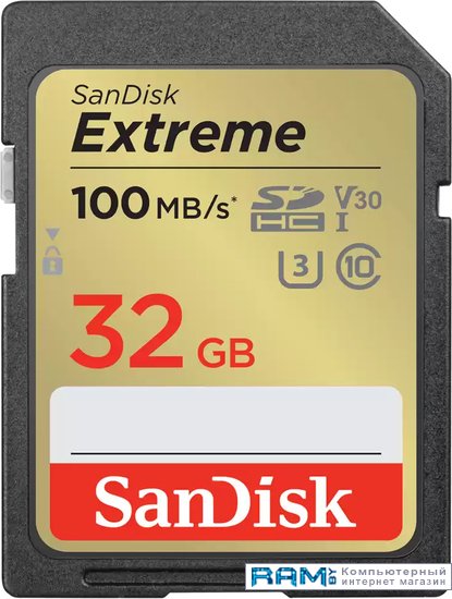 SanDisk Extreme SDHC SDSDXVT-032G-GNCIN 32GB sandisk extreme sdxc sdsdxvv 256g gncin 256gb