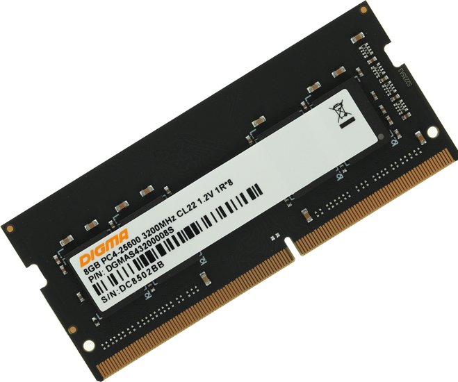 Digma 8 DDR4 SODIMM 3200  DGMAS43200008S digma 16 ddr4 sodimm 3200 dgmas43200016s