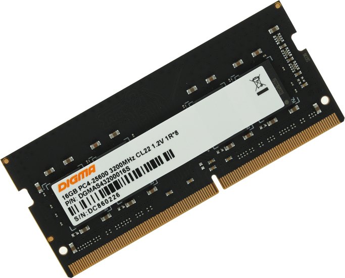 Digma 16 DDR4 SODIMM 3200  DGMAS43200016S samsung 16 ddr4 sodimm 3200 m471a2g43cb2 cwe
