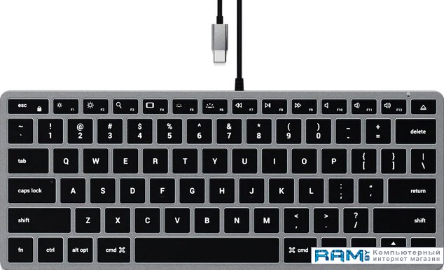 Satechi Slim W1 Wired Backlit Keyboard клавиатура проводная satechi slim w3 wired backlit keyboard usb type c серый космос st ucsw3m ru