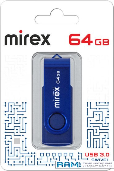 USB Flash Mirex Color Blade Swivel 3.0 64GB 13600-FM3BSL64 usb flash mirex color blade swivel 3 0 32gb 13600 fm3svs32