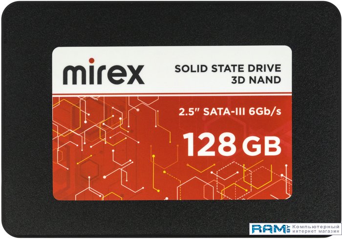 SSD Mirex 128GB MIR-128GBSAT3 твердотельный диск 1tb mirex 2 5 sata iii [r w 530 430 mb s] 3d nand tlc