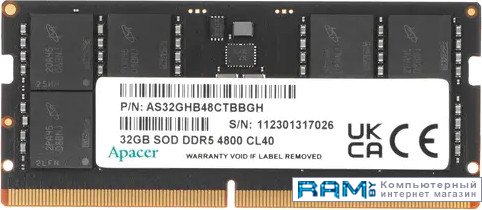 Apacer 32 DDR5 SODIMM 4800  AS32GHB48CTBBGH