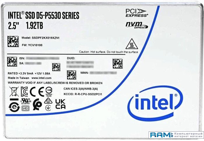 SSD Intel D5-P5530 1.92TB SSDPF2KX019XZN1 10gb pci express x8 single sfp port intel 82599en chipset for x520 da1 converged network adapte