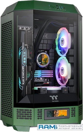 Thermaltake The Tower 300 Racing Green CA-1Y4-00SCWN-00 irbis ups online 1000va 900w lcd 3xc13 outlets usb rs232 snmp slot tower