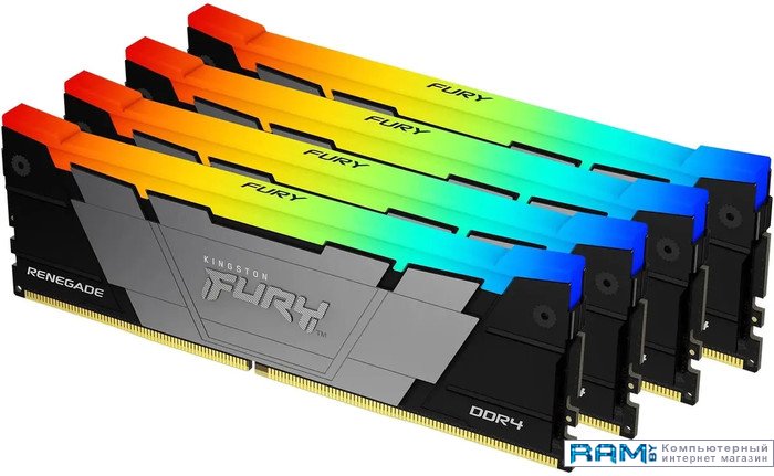 Kingston FURY Renegade RGB 4x32 DDR4 3600  KF436C18RB2AK4128 kingston fury renegade 4x16gb ddr4 pc4 21300 kf426c13rb1k464