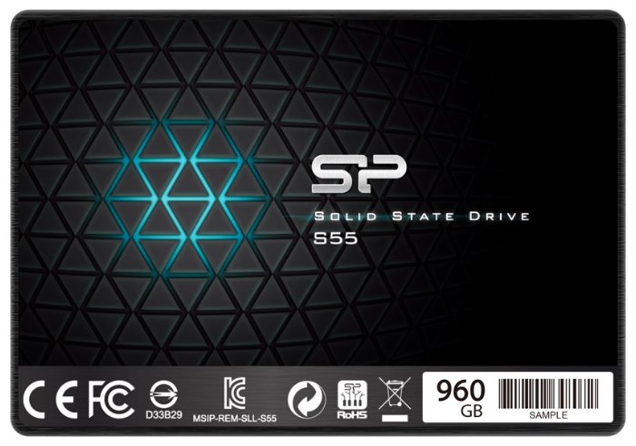 SSD Silicon-Power Slim S55 960GB SP960GBSS3S55S25 kingspec sata iii 3 0 2 5 64gb mlc ssd цифровой твердотельный накопитель для настольного компьютера и ноутбука