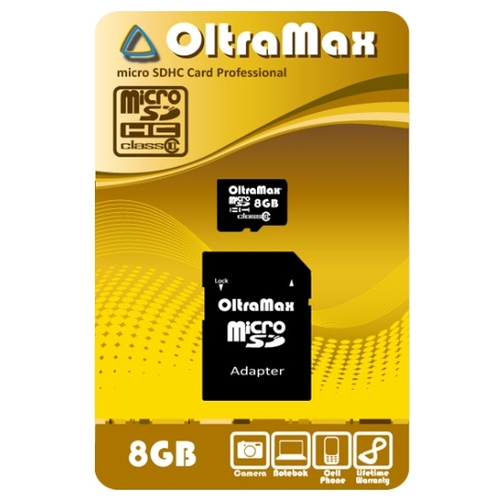 Oltramax microSDHC Class 10 8GB адаптер buro usb bu bt530 bt5 3 edr class 1 5 20 м