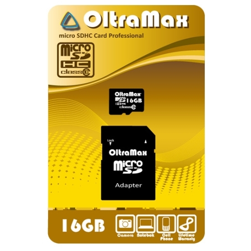Oltramax microSDHC Class 10 16GB карта памяти qumo microsdhc 16gb class 10 sd адаптер qm16gmicsdhc10