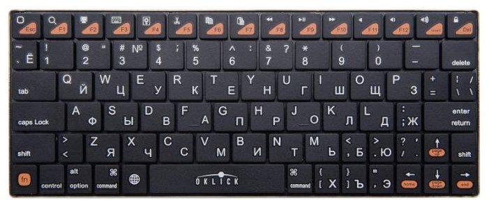 Oklick 840S Wireless Bluetooth Keyboard беспроводной цифровой блок клавиатуры satechi aluminum slim rechargeable bluetooth keypad bluetooth серебристый st salkps