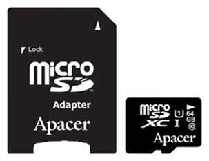 Apacer microSDXC Class 10 64GB   AP64GMCSX10U1-R patriot microsdxc lx series class 10 64gb psf64gmcsdxc10