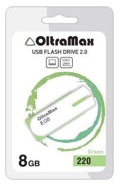 USB Flash Oltramax 220 8GB  OM-8GB-220-Green usb flash oltramax 230 8gb om 8gb 230 orange