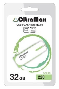 USB Flash Oltramax 220 32GB  OM-32GB-220-Green usb flash oltramax 230 32gb om 32gb 230 orange