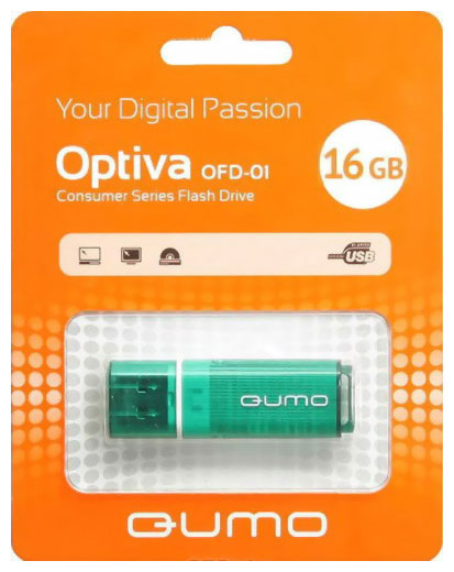 USB Flash QUMO Optiva 01 Green 16GB usb flash qumo cosmos silver 16gb