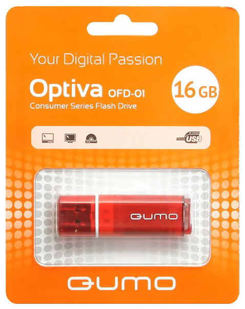 USB Flash QUMO Optiva 01 16Gb Red usb flash qumo optiva 01 16gb red