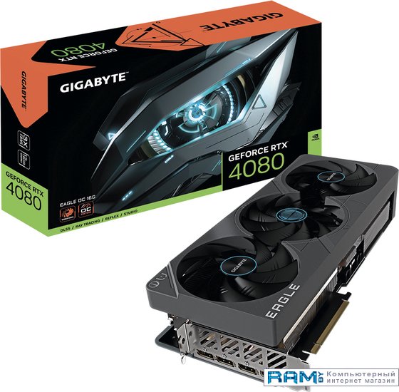 Gigabyte GeForce RTX 4080 16GB Eagle OC GV-N4080EAGLE OC-16GD видеокарта gigabyte geforce rtx 3060 ti eagle lhr gv n306teagle 8gd 2 0