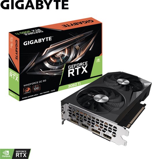 Gigabyte GeForce RTX 3060 Ti Windforce OC 8G GV-N306TWF2OC-8GD видеокарта gigabyte geforce rtx 3060 12288mb 192 gddr6 ret gv n3060vision oc 12gd 2 0