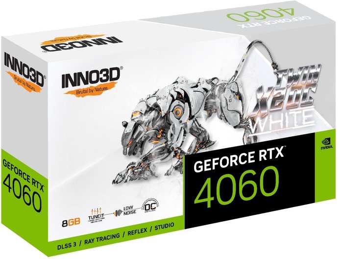 Inno3D GeForce RTX 4060 Twin X2 OC White N40602-08D6X-173051W inno3d geforce rtx 4060 ti 16gb twin x2 n406t2 16d6 178055n