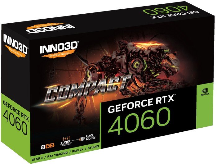 Inno3D GeForce RTX 4060 Compact N40601-08D6-173050N inno3d geforce rtx 4060 ti 16gb twin x2 n406t2 16d6 178055n