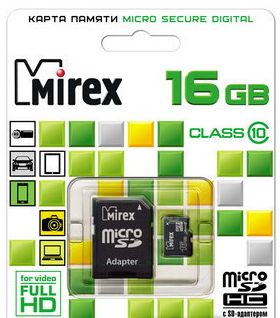 Mirex microSDHC Class 10 16GB 13613-AD10SD16 карта памяти microsdhc mirex