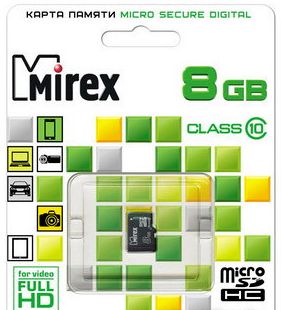 Mirex microSDHC Class 10 8GB 13612-MC10SD08 a data premier microsdhc uhs i u1 10 class 16 gb ausdh16guicl10 ra1