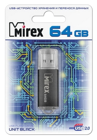 USB Flash Mirex UNIT BLACK 64GB 13600-FMUUND64 usb flash mirex mario 16gb