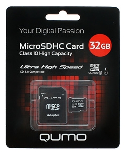 QUMO microSDHC UHS-1 32GB QM32GMICSDHC10U1 карта памяти qumo microsdhc 16gb class 10 sd адаптер qm16gmicsdhc10