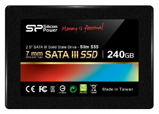 SSD Silicon-Power Slim S55 240GB SP240GBSS3S55S25 kingspec sata iii 3 0 2 5 64gb mlc ssd цифровой твердотельный накопитель для настольного компьютера и ноутбука